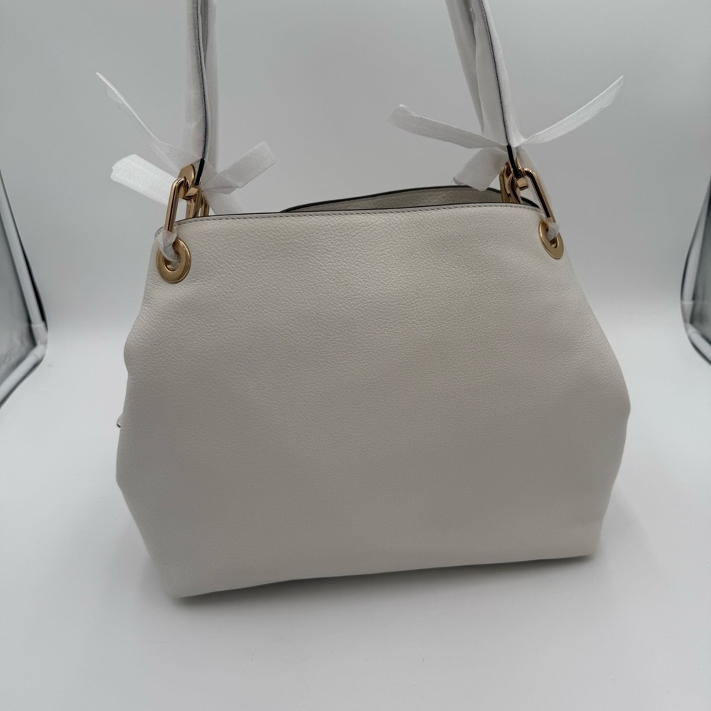 Michael Kors Raven Large Optic White Leather Shoulder Bag Tote Classic Purse NWT - Picture 3 of 11